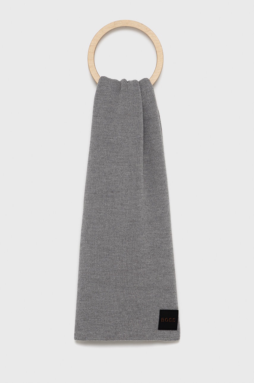 

Boss - Вълнен шал Boss Casual, Сив