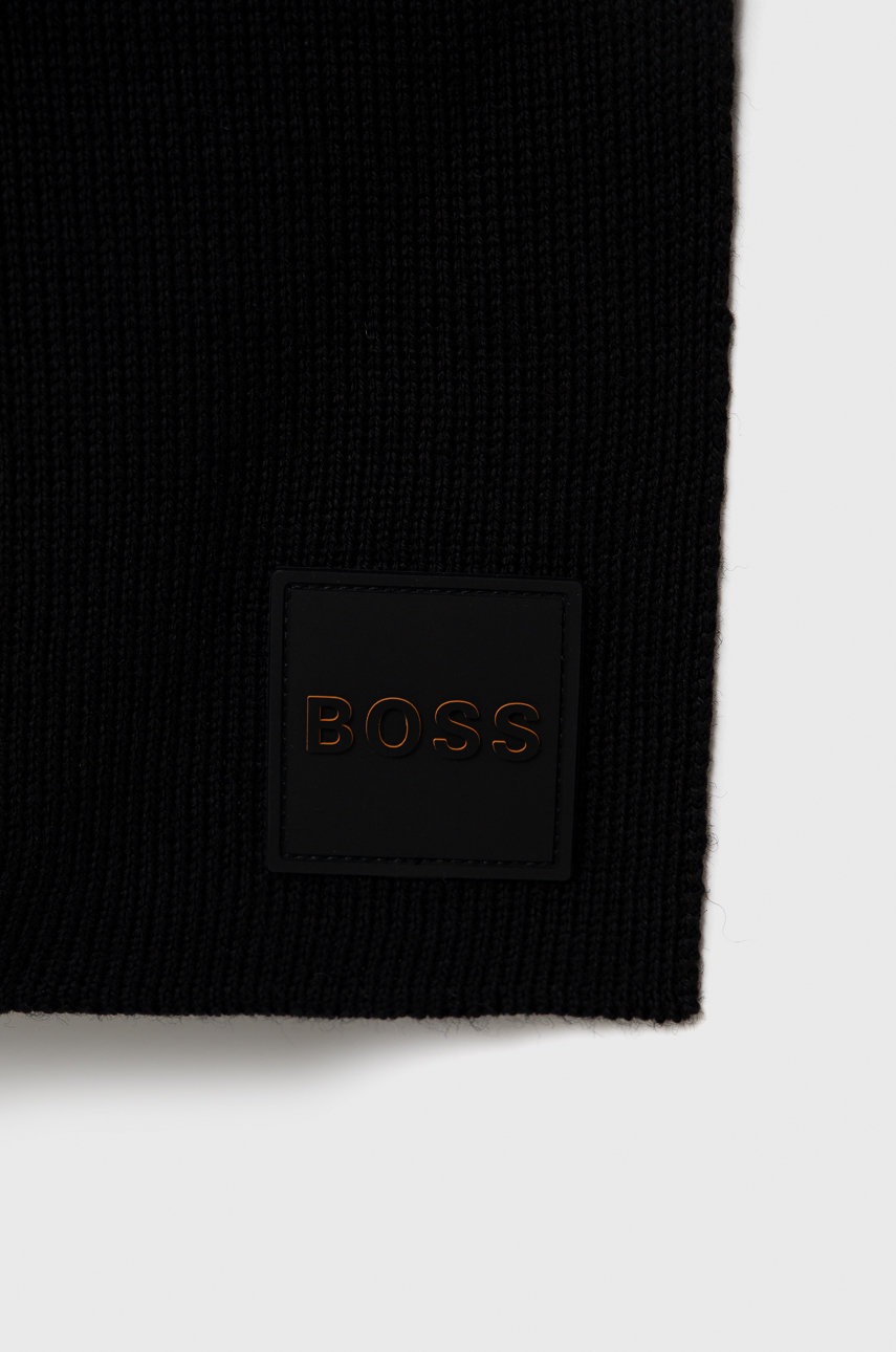 

Шерстяной шарф Boss цвет чёрный гладкий
