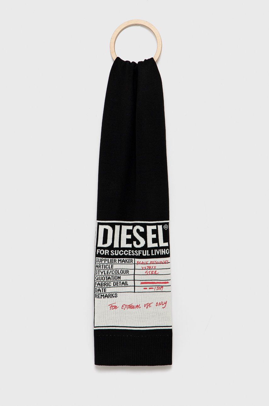 Diesel Fular bărbați, culoarea negru, cu imprimeu answear.ro imagine 2022 reducere