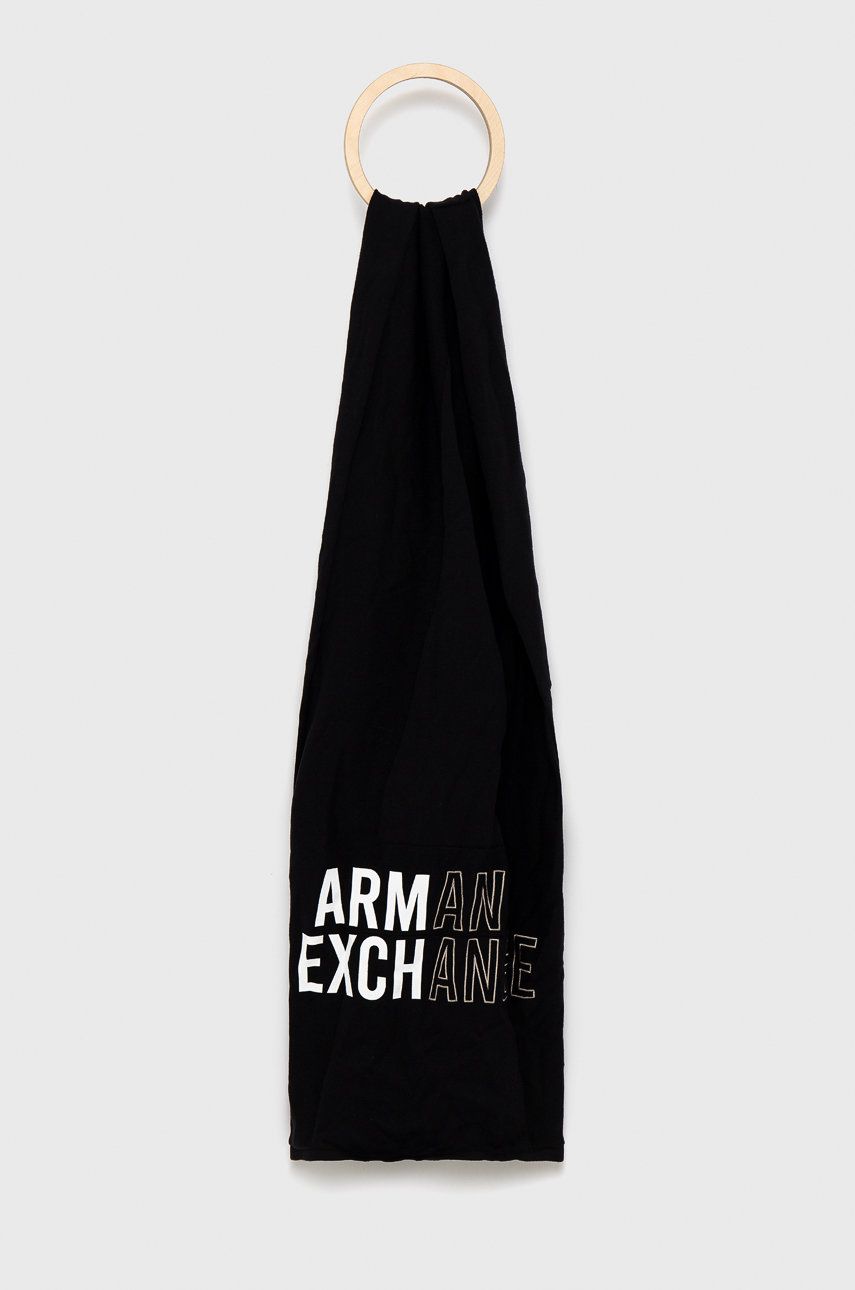 Armani Exchange Fular bărbați, culoarea negru answear.ro imagine 2022 reducere