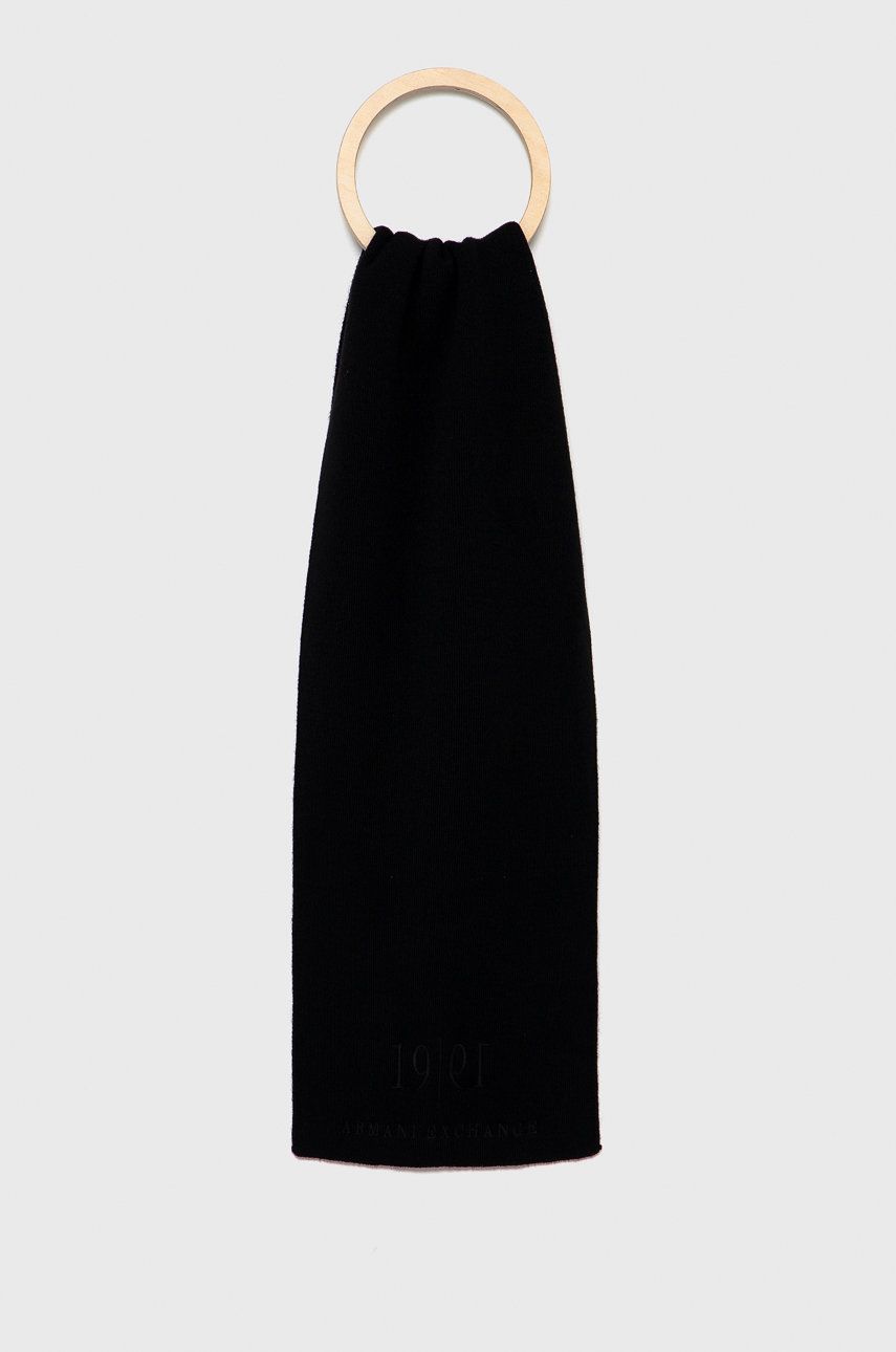 Armani Exchange Fular bărbați, culoarea negru, material neted answear.ro imagine 2022 reducere