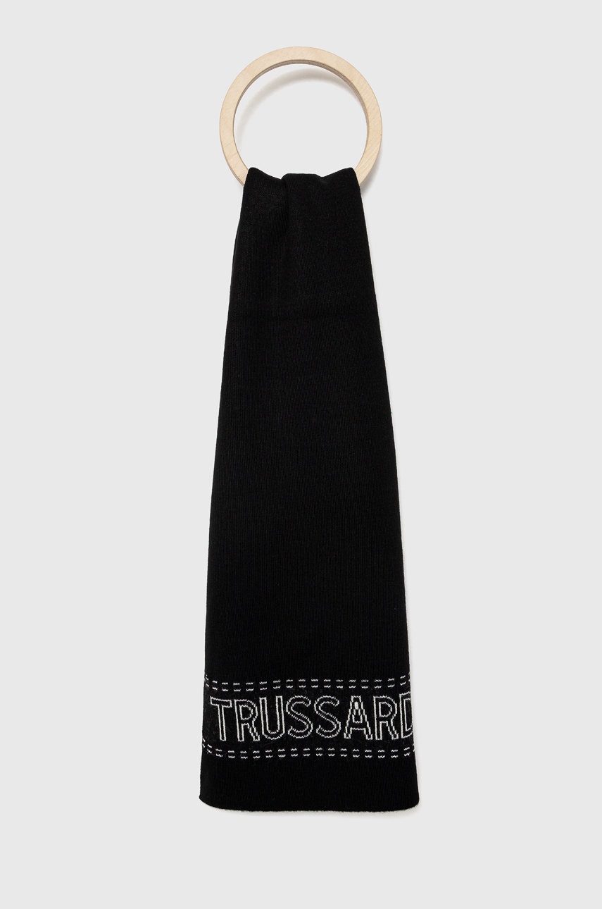 

Шал с вълна Trussardi в черно, Черен