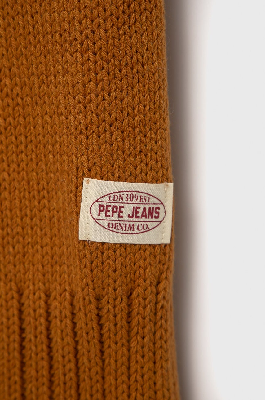 

Шарф з домішкою вовни Pepe Jeans колір жовтий гладкий