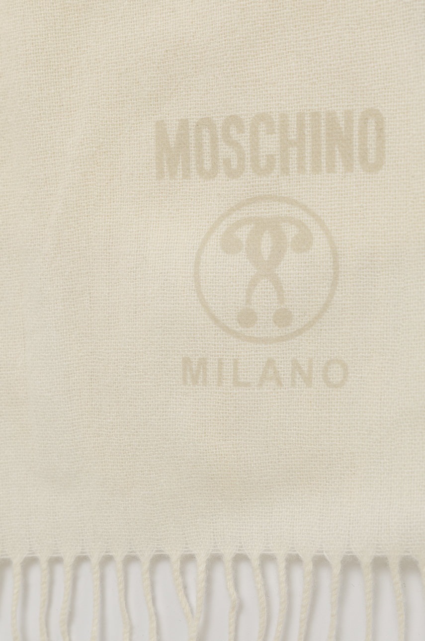 

Вовняна шаль Moschino колір кремовий гладкий