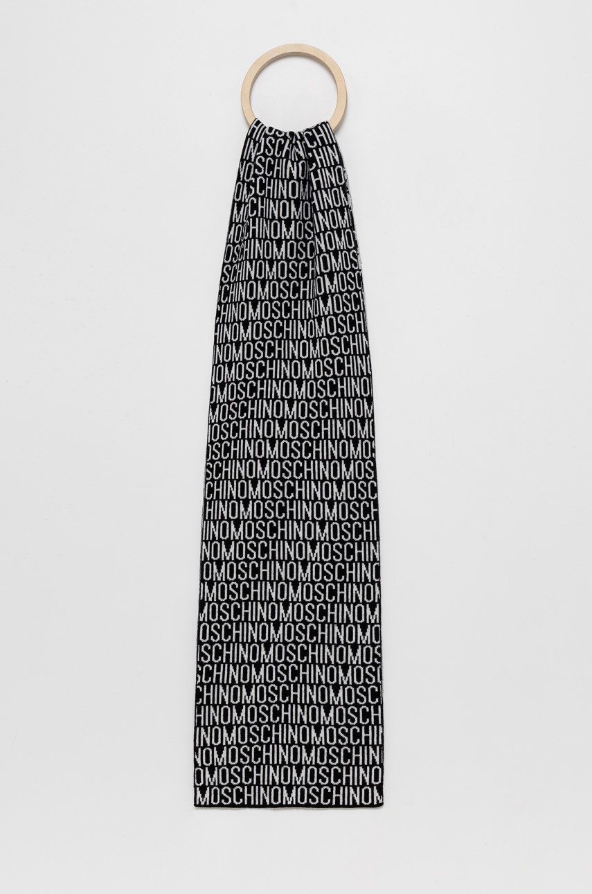 Moschino Eșarfă de lână culoarea negru, modelator answear.ro imagine 2022 reducere