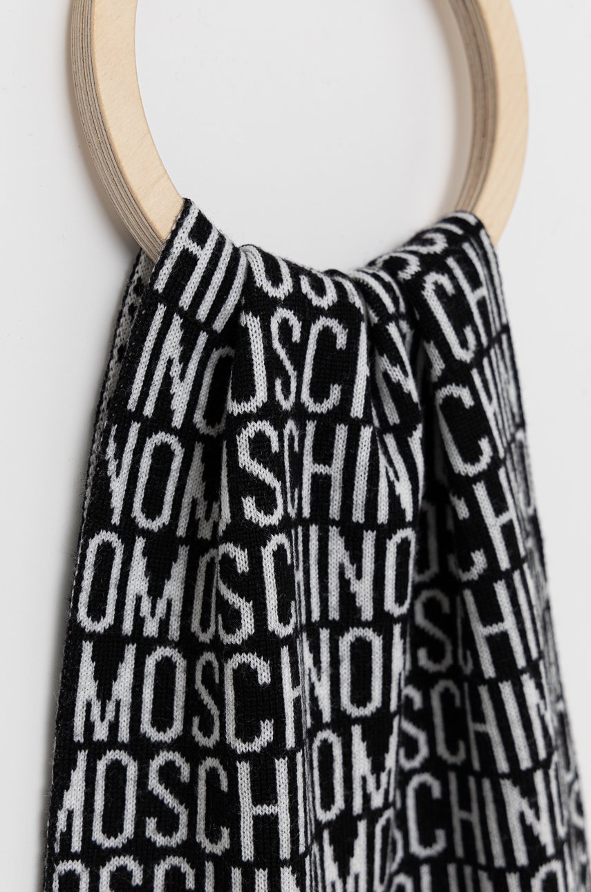 

Шерстяной шарф Moschino цвет чёрный с узором