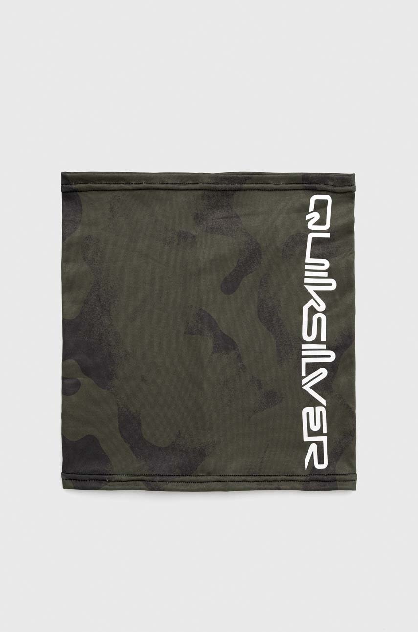 Levně Nákrčník Quiksilver Misty pánský, zelená barva, vzorovaný