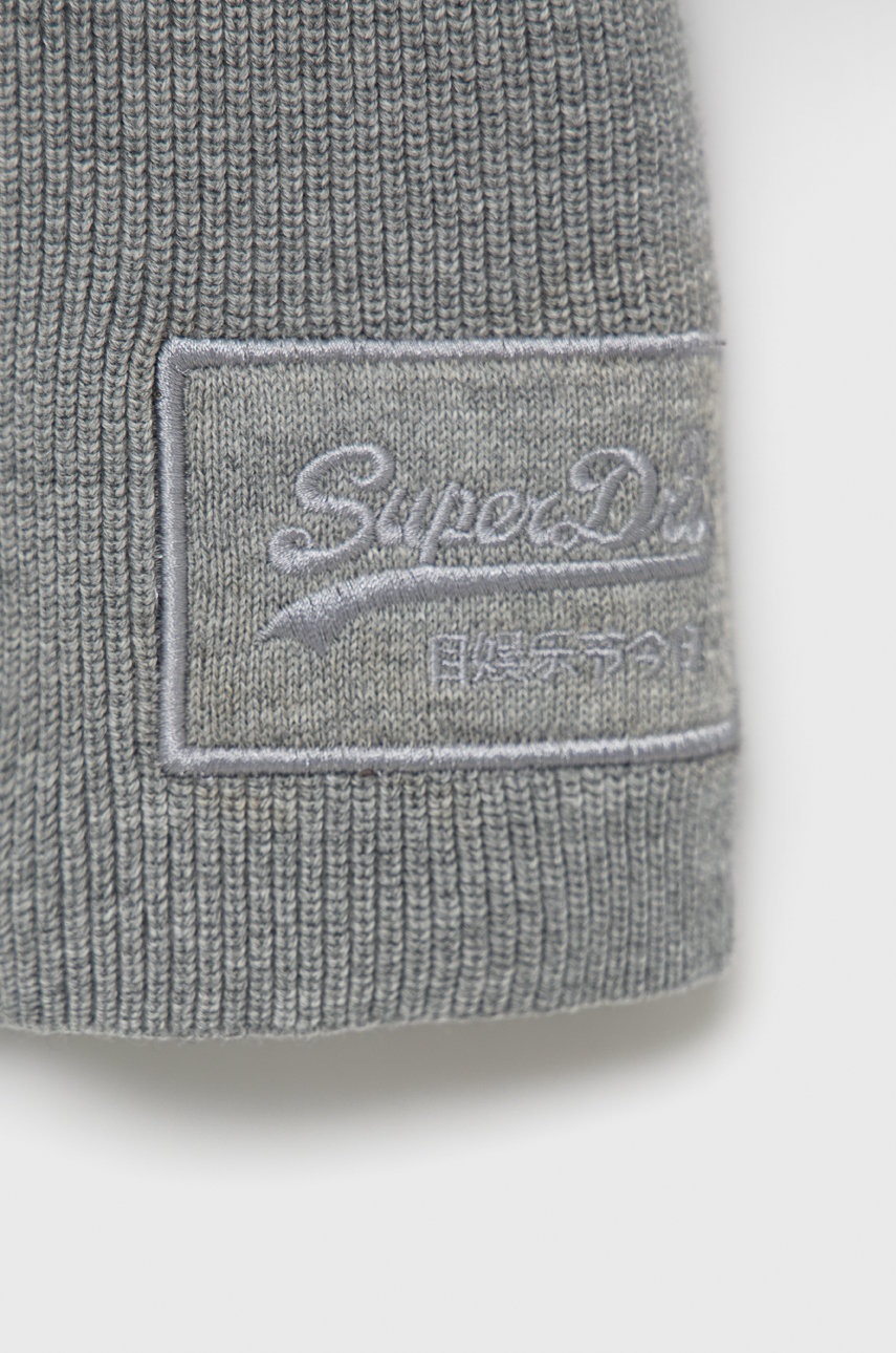 

Хлопковый шарф Superdry цвет серый меланж