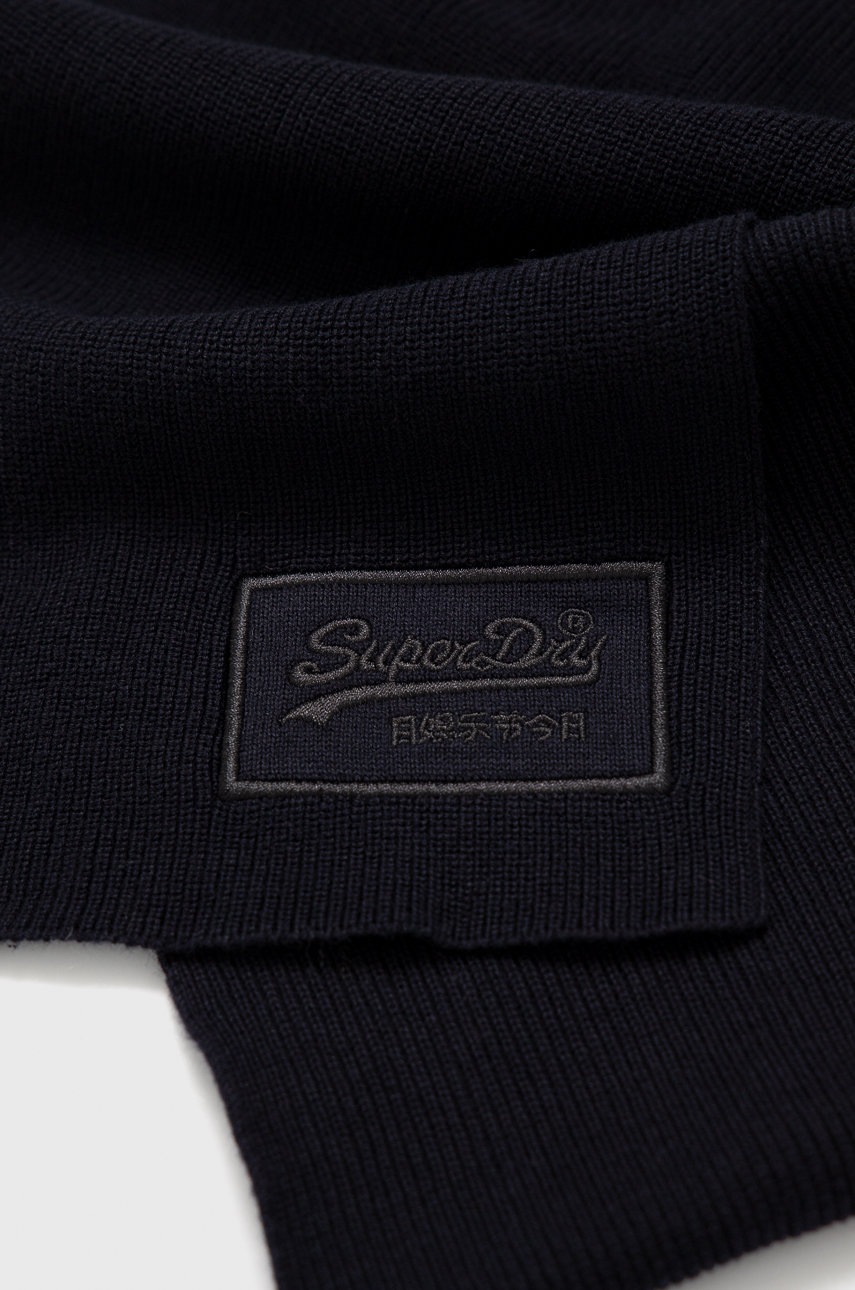 

Бавовняний шарф Superdry колір синій однотонний