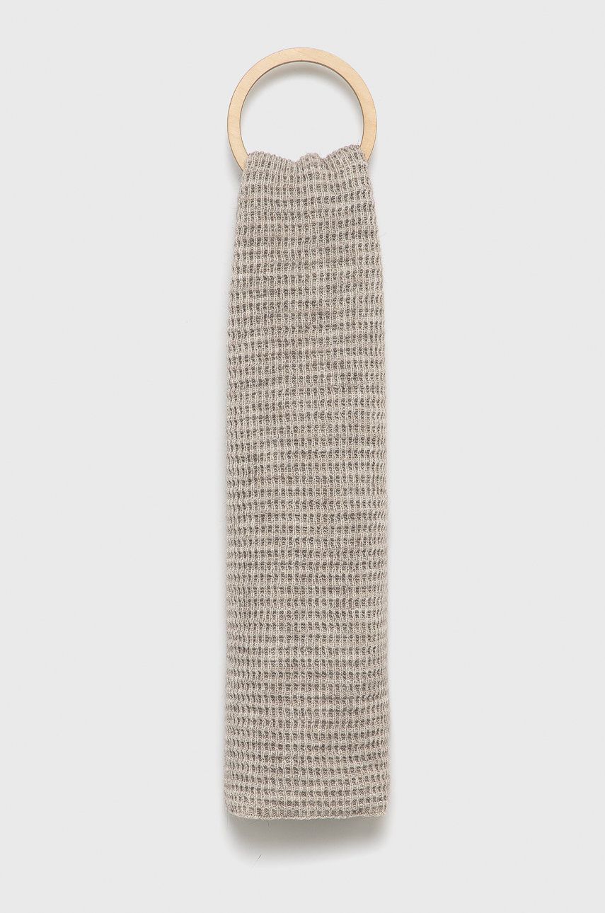 Šátek z vlněné směsi Sisley šedá barva, hladký - šedá -  80% Akryl