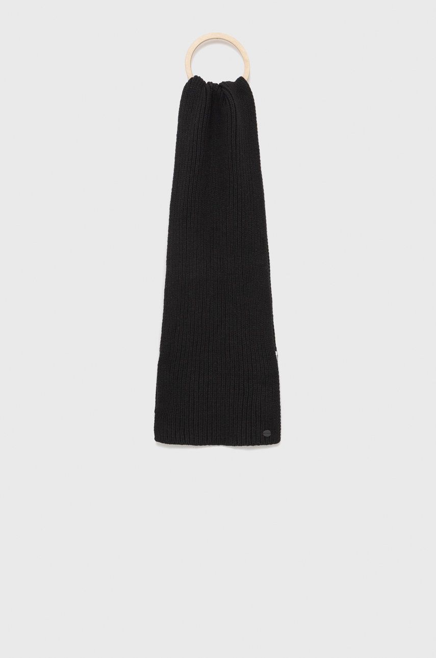 Vlnený šál Superdry čierna farba, jednofarebný
