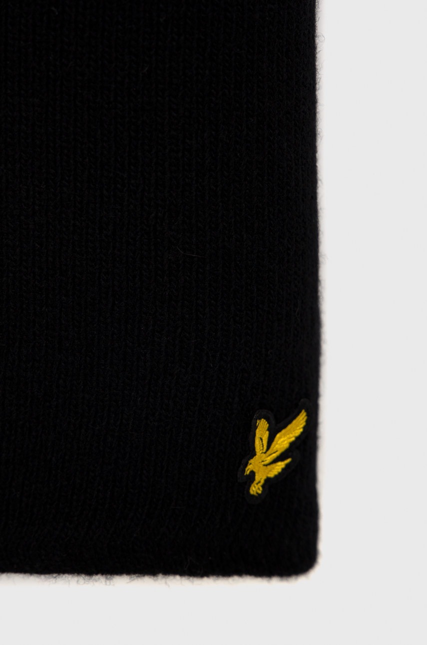 

Вовняний шарф Lyle & Scott колір чорний гладкий