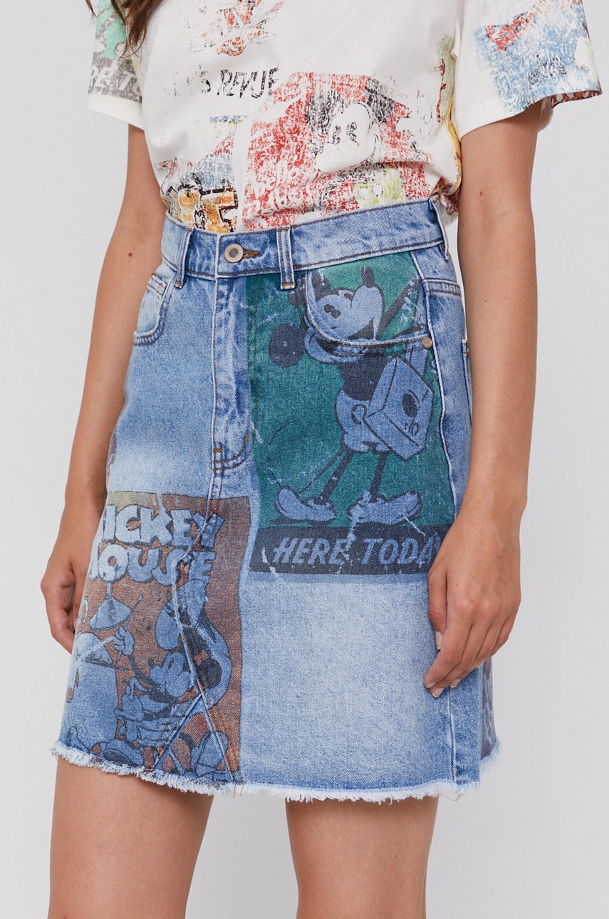 

Дънкова пола Desigual x Mouse Mickey къс модел със стандартна кройка, Син
