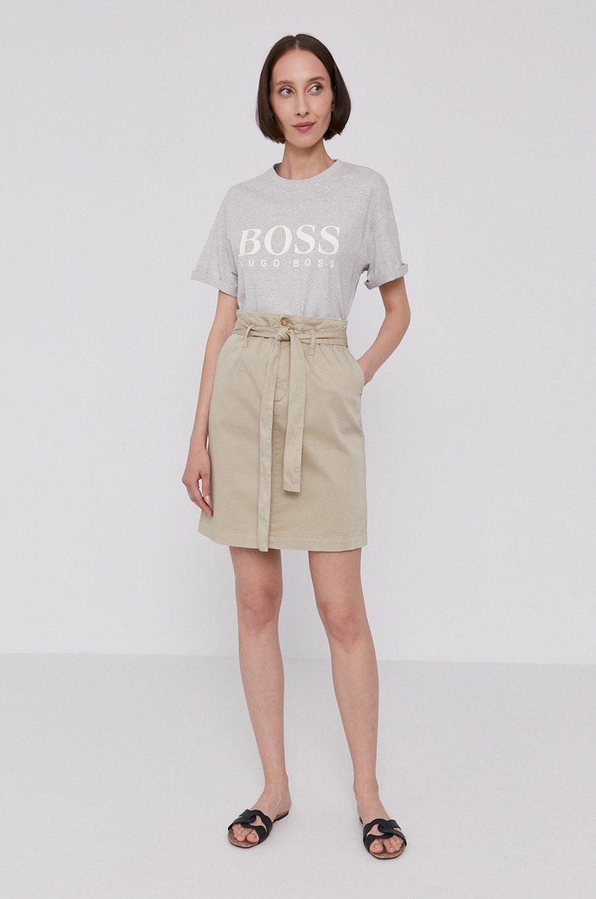 

Спідниця Boss колір бежевий mini пряма