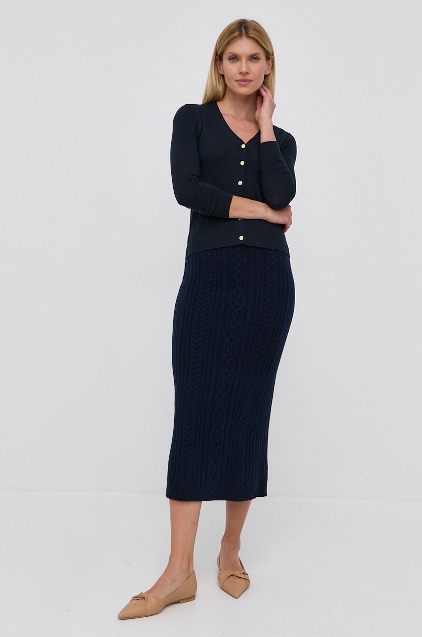 

Шерстяная юбка Lauren Ralph Lauren цвет синий midi прямая