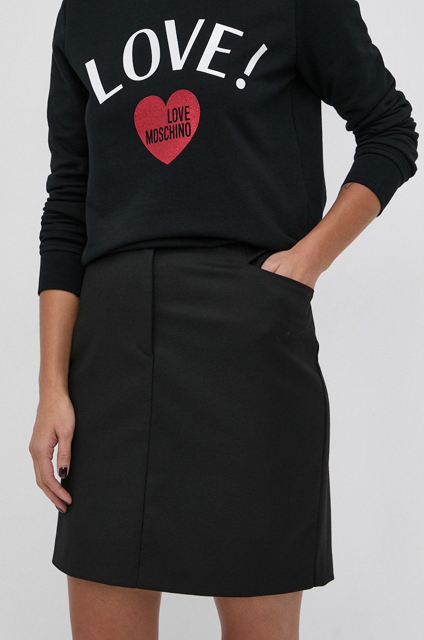 Love Moschino Fustă de lână culoarea negru, mini, model drept answear.ro