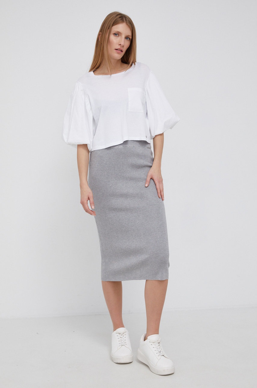 

Юбка Dkny цвет серый midi прямая