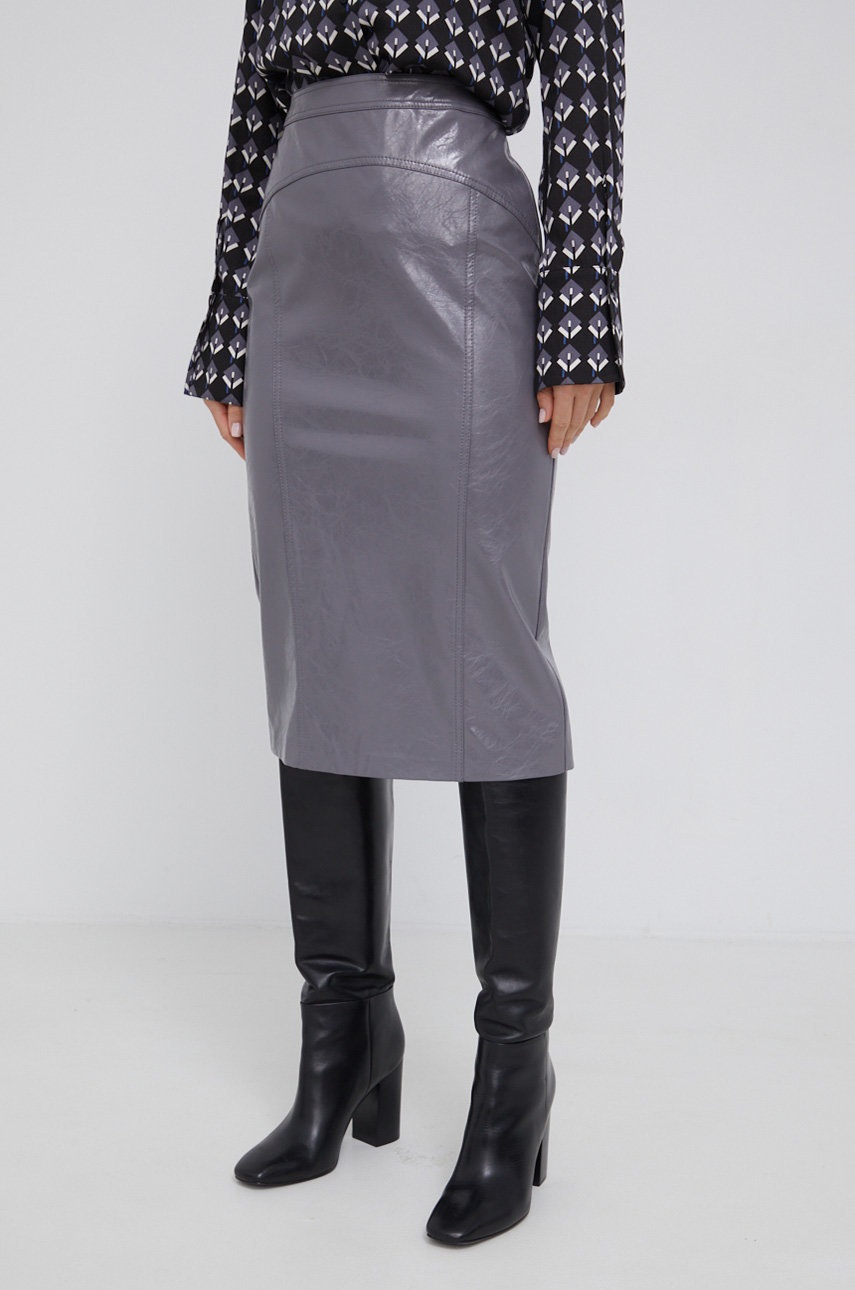 Sisley Fustă culoarea gri, midi, model drept