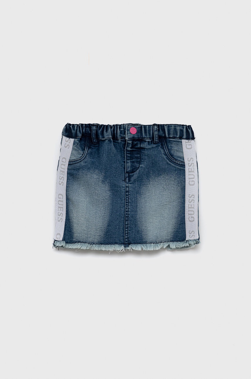 

Детска дънкова пола Guess къс модел със стандартна кройка, Син