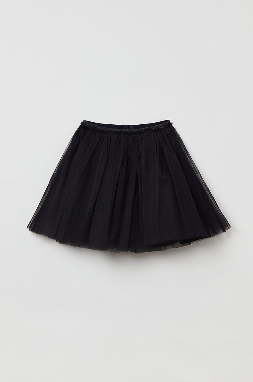 Ovs fustă fete culoarea negru, mini, evazata