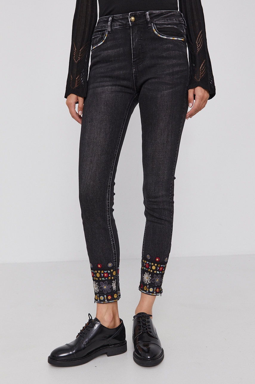 

Дънки Desigual Leslie дамски с висока талия, Черен