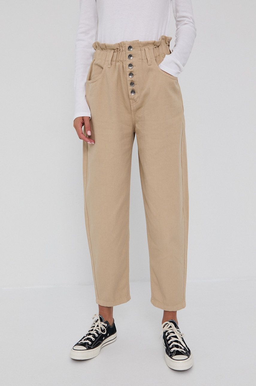 United Colors of Benetton Jeans Shirley femei, culoarea bej, high waist answear.ro imagine 2022 13clothing.ro