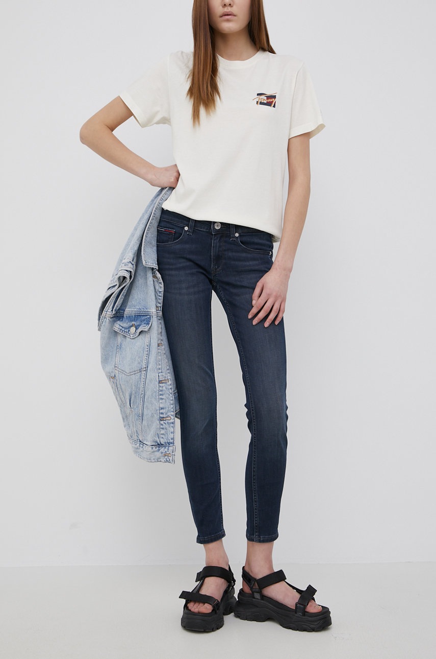 

Дънки Tommy Jeans дамски с висока талия, Тъмносин