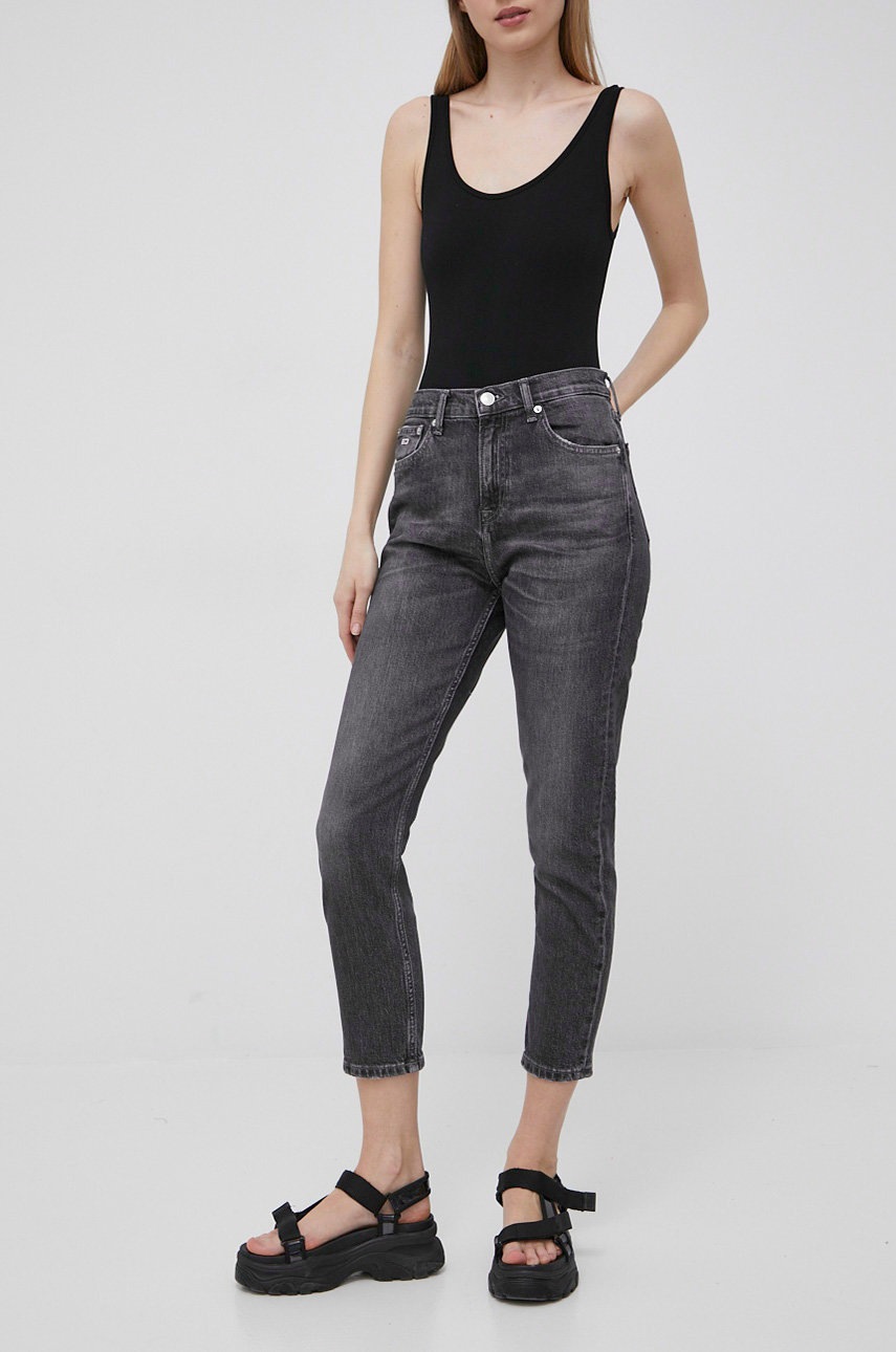 

Дънки Tommy Jeans дамски с висока талия, Сив
