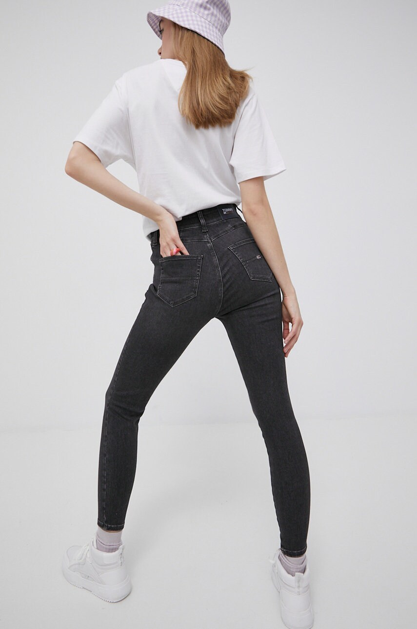 

Дънки Tommy Jeans дамски с висока талия, Черен