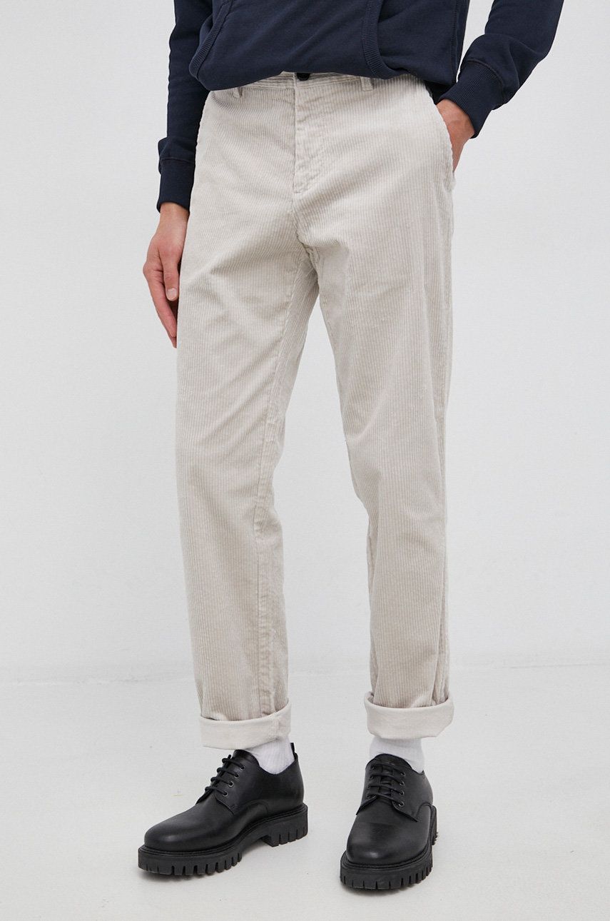 Sisley Spodnie sztruksowe męskie kolor szary proste