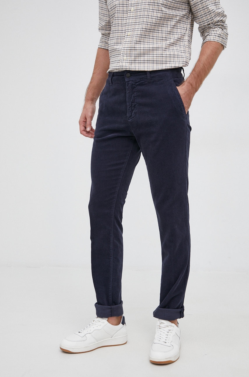 Sisley Pantaloni Barbati, Culoarea Albastru Marin, Mulat