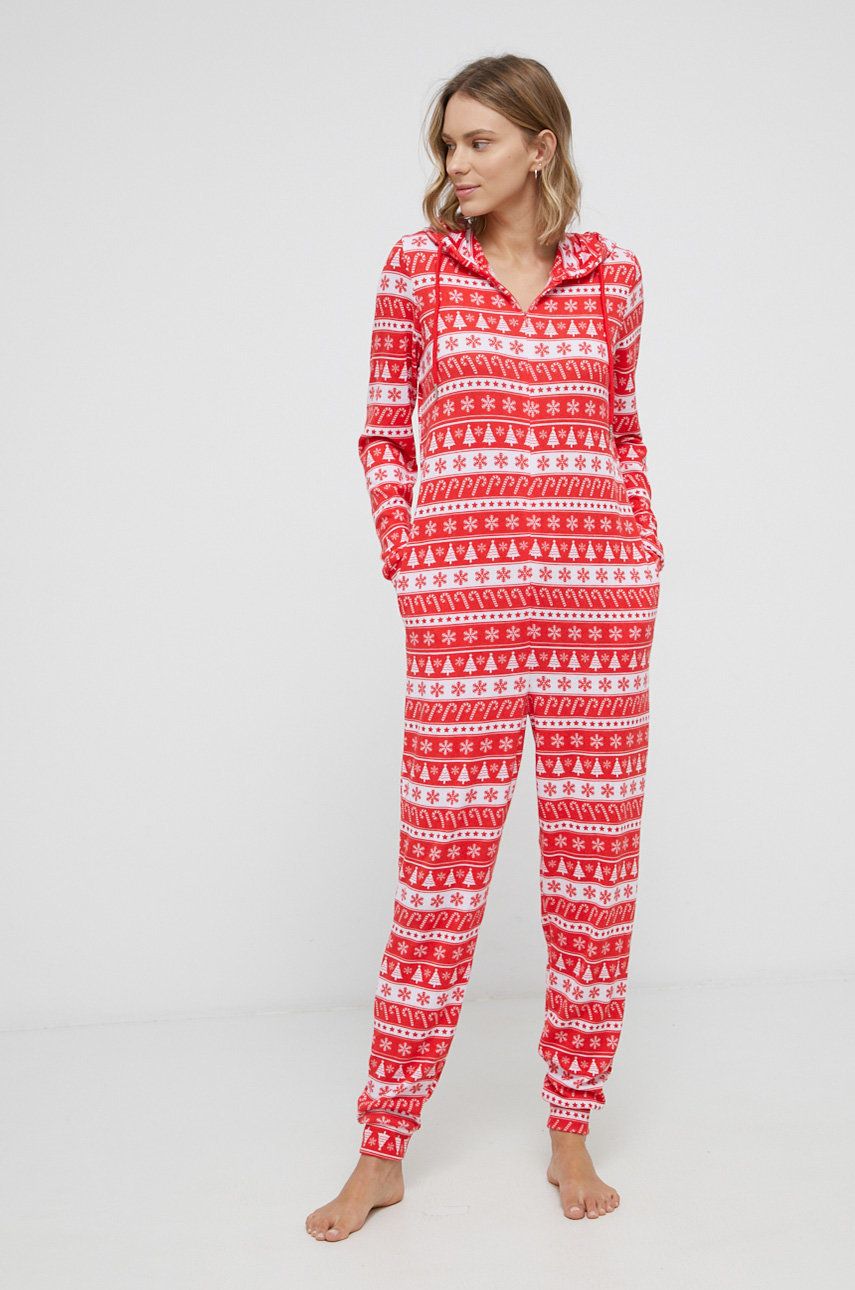 Brave Soul Salopetă pijama culoarea rosu answear.ro imagine noua lenjerie-femei.ro