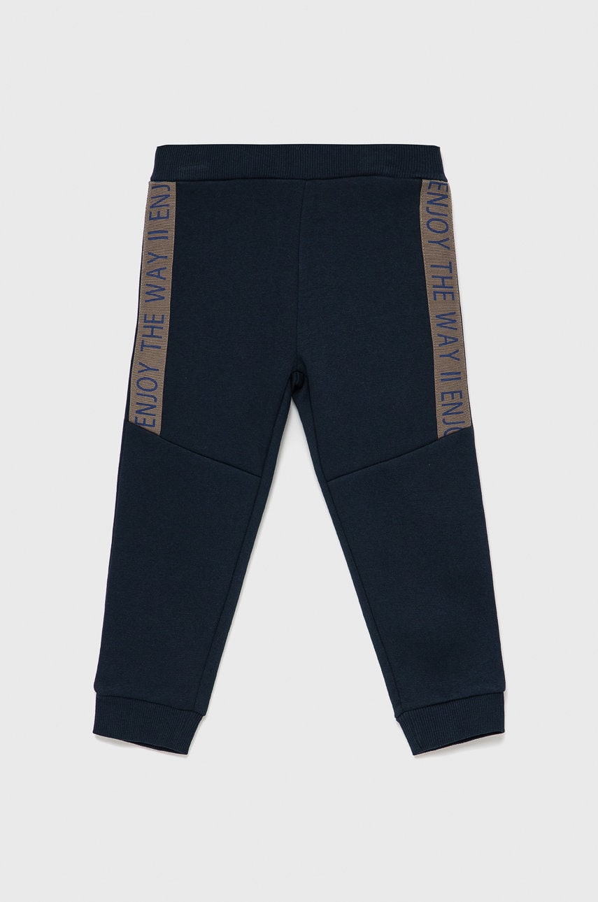 Name It pantaloni copii culoarea albastru marin, melanj