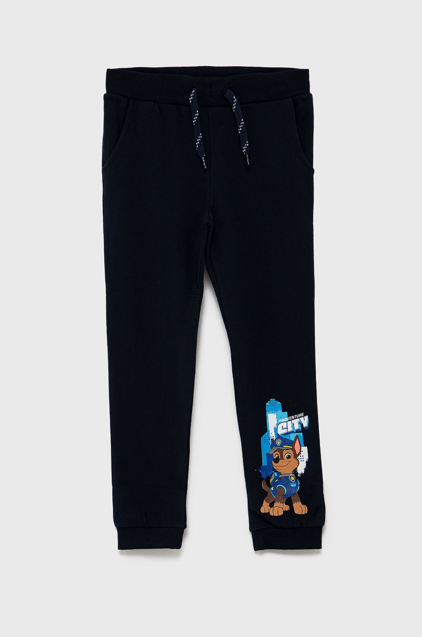 Name It pantaloni copii x paw partrol culoarea albastru marin, cu imprimeu