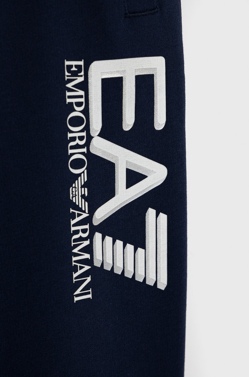 

Дитячі штани EA7 Emporio Armani колір синій з принтом