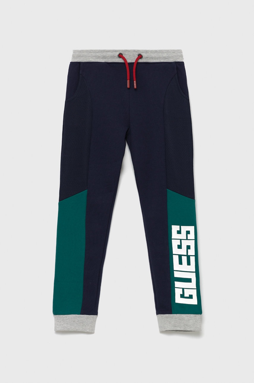 

Детски панталон Guess в меланж на тъмносиньо, Тъмносин
