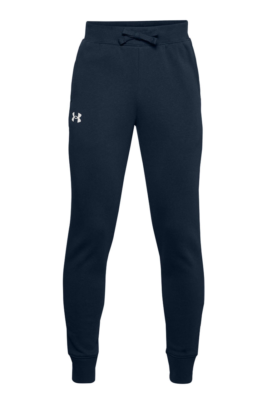 Under Armour pantaloni copii culoarea albastru marin, material neted