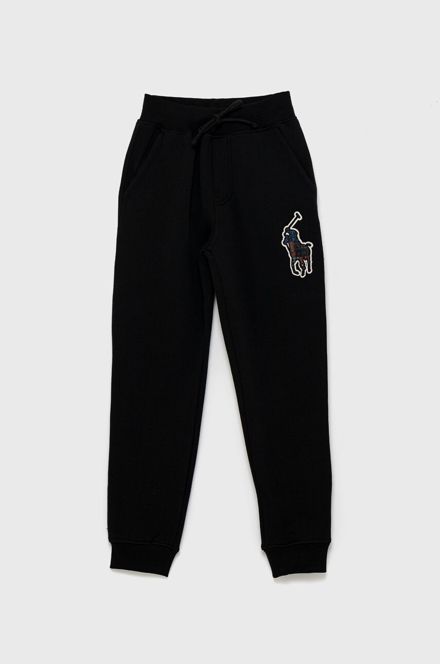 

Детски панталон Polo Ralph Lauren в черно с изчистен дизайн, Черен