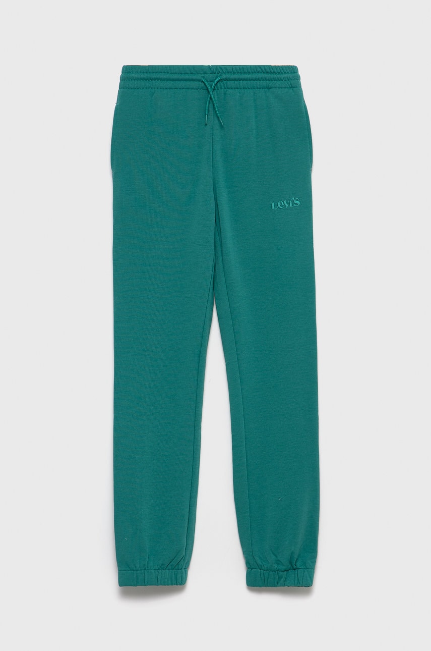 Levi's pantaloni copii culoarea turcoaz, material neted