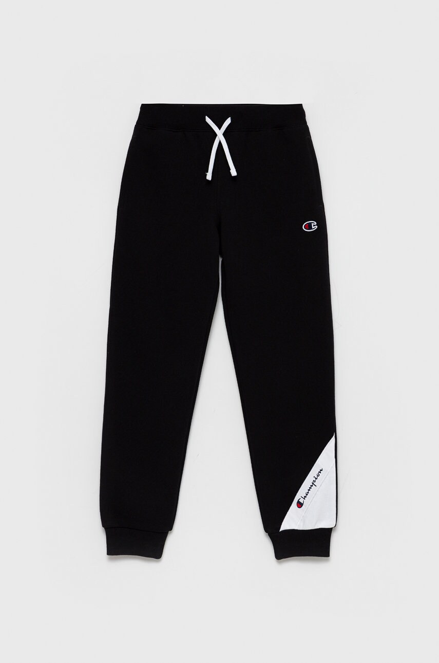 Champion pantaloni copii 305782 culoarea negru, cu imprimeu
