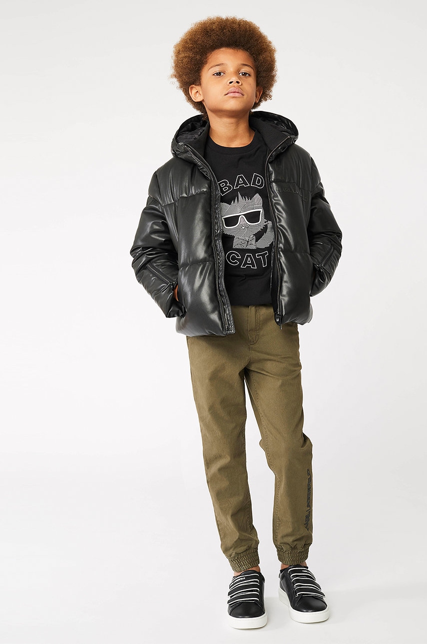 Karl Lagerfeld pantaloni copii culoarea verde, cu imprimeu