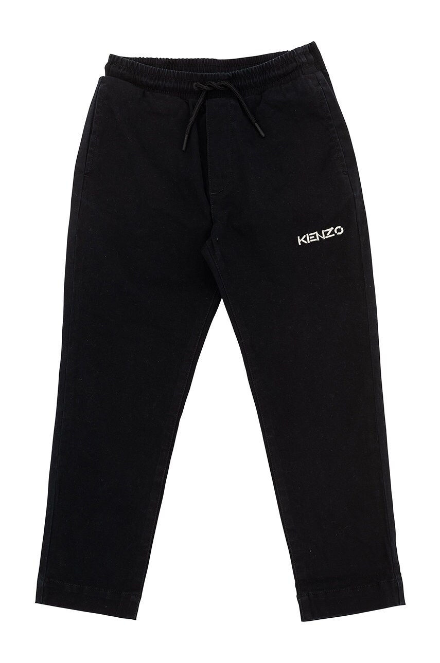 Kenzo kids pantaloni copii culoarea negru, material neted