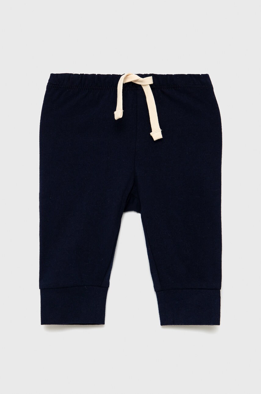Gap pantaloni de bumbac pentru copii culoarea albastru marin, material neted