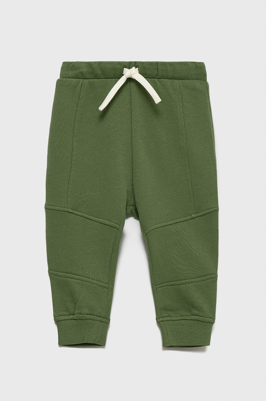 United Colors Of Benetton pantaloni de bumbac pentru copii culoarea verde, material neted