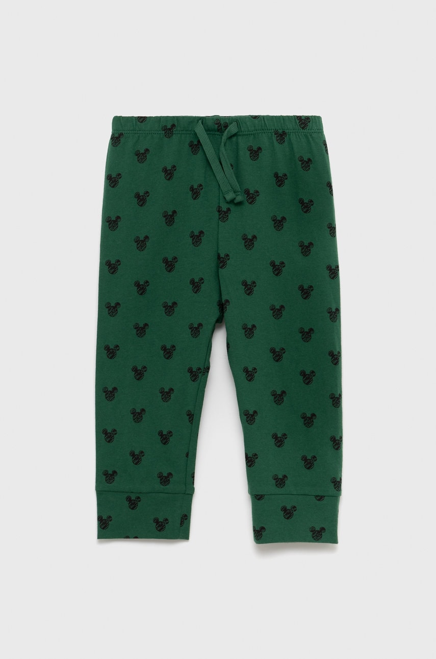 Gap pantaloni de bumbac pentru copii x disney culoarea verde, cu imprimeu