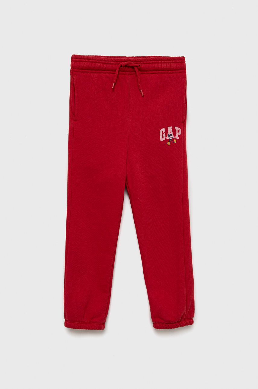 GAP pantaloni copii culoarea rosu, cu imprimeu
