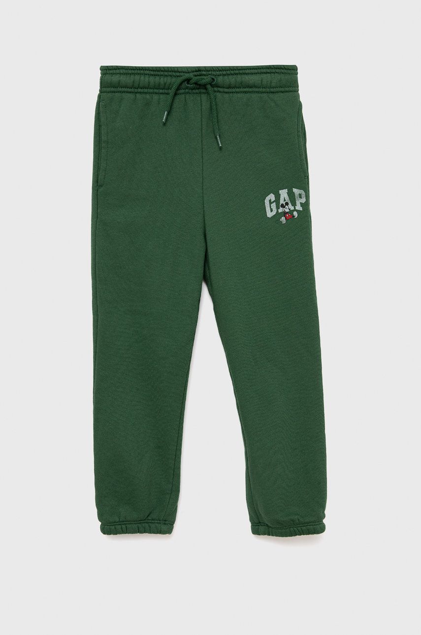 Gap GAP spodnie dziecięce x Disney kolor zielony z nadrukiem
