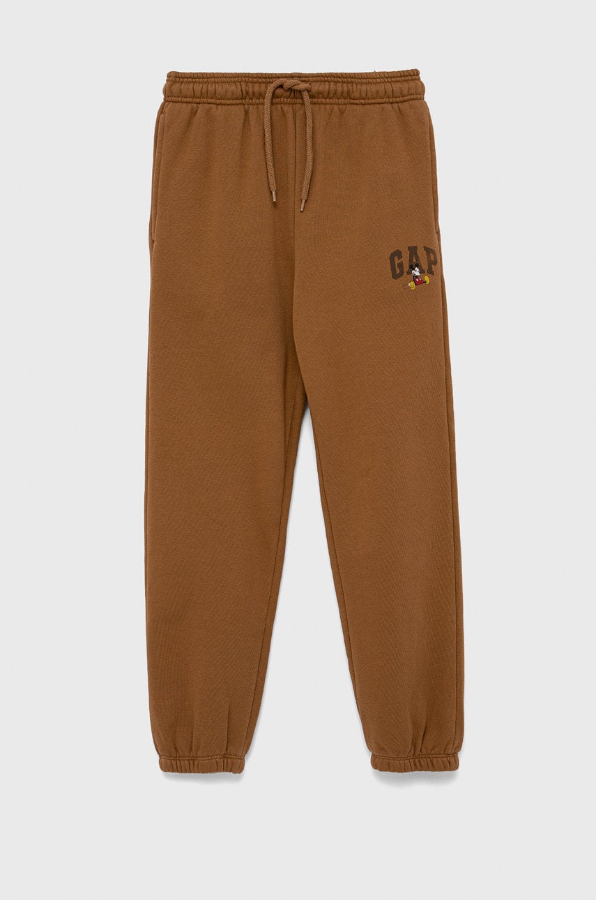 Gap pantaloni copii culoarea maro, cu imprimeu