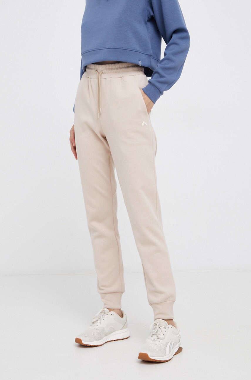 Only play pantaloni femei, culoarea galben, material neted