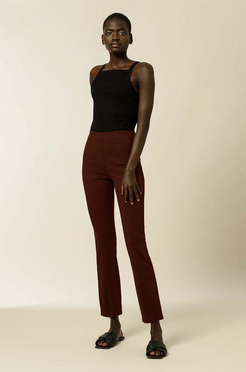 Ivy & Oak Pantaloni Femei, Culoarea Bordo, Model Drept, High Waist